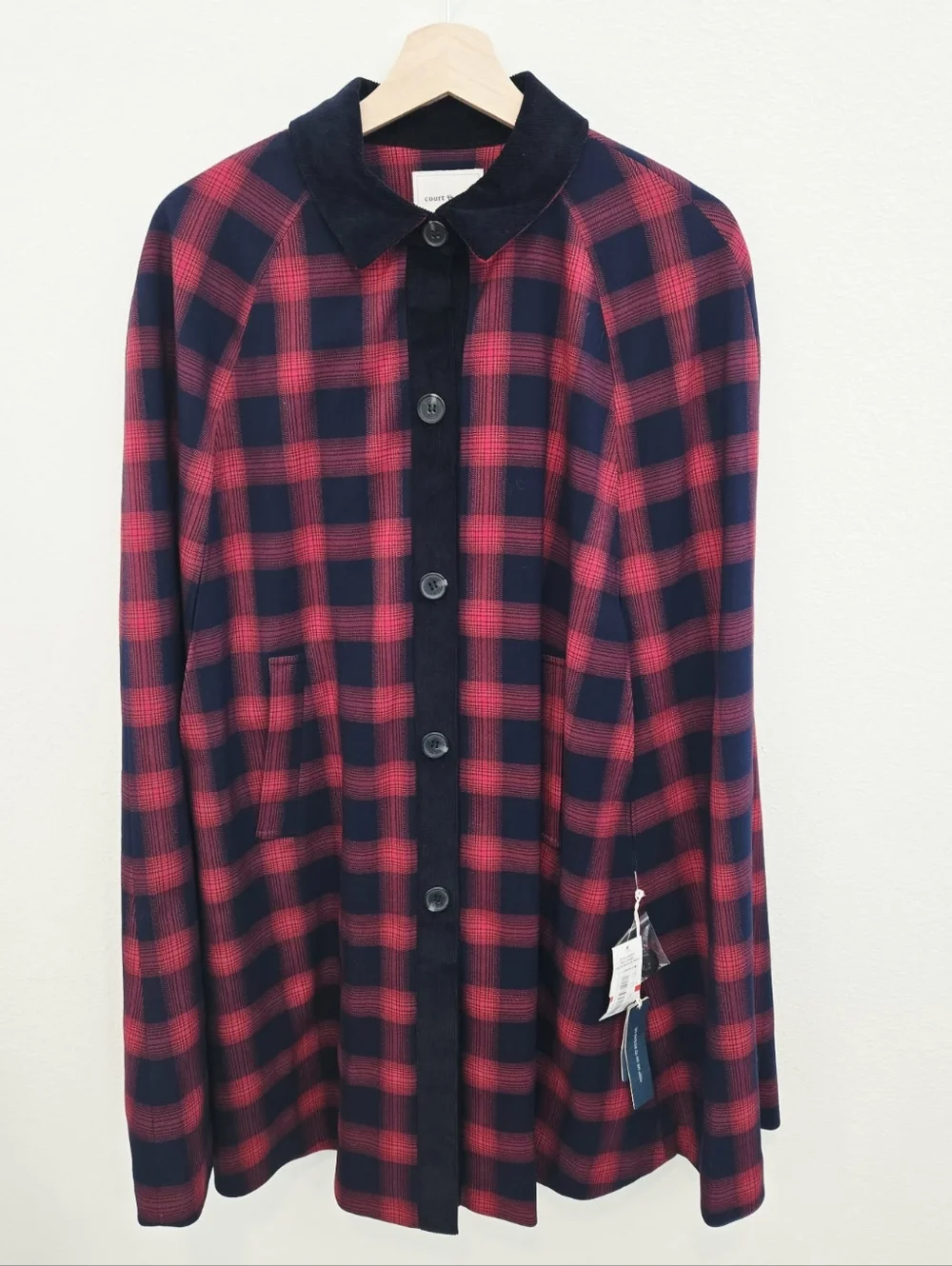 NEW COURT AND ROWE Shadow Plaid Belle Noel Poncho XS NWT ACADEMIA - Picture 3 of 11